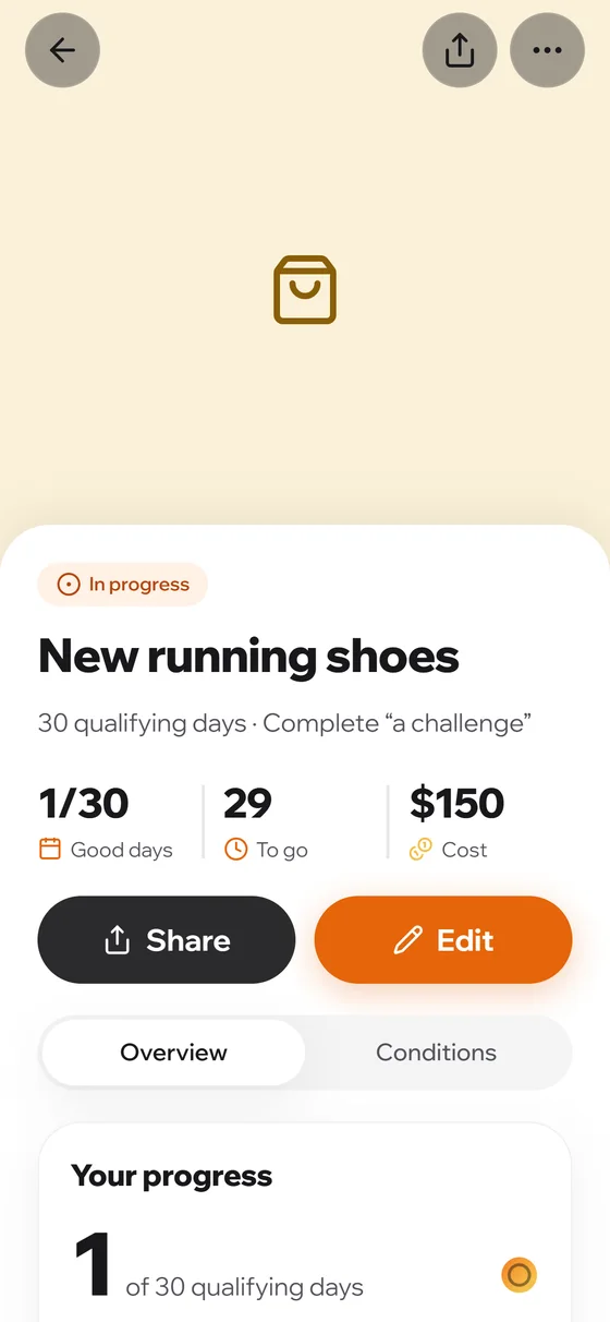 Your reward and progress